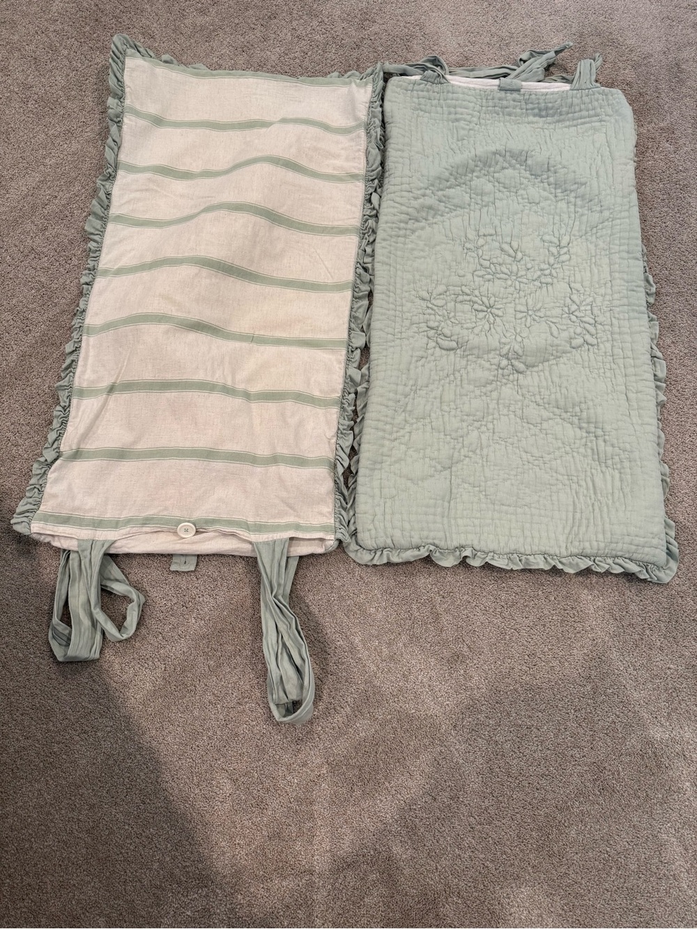 Soft Surroundings French Quarters Cotton Linen Blend King Shams Sage Green Quilt
